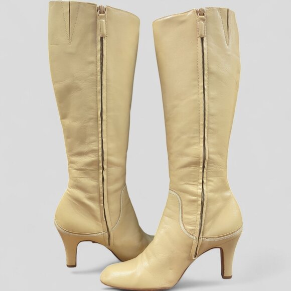 ANTONIO MELANI Women 8 Knee High RARE Camel Leather Boots 70's style Vintage - Picture 10 of 15